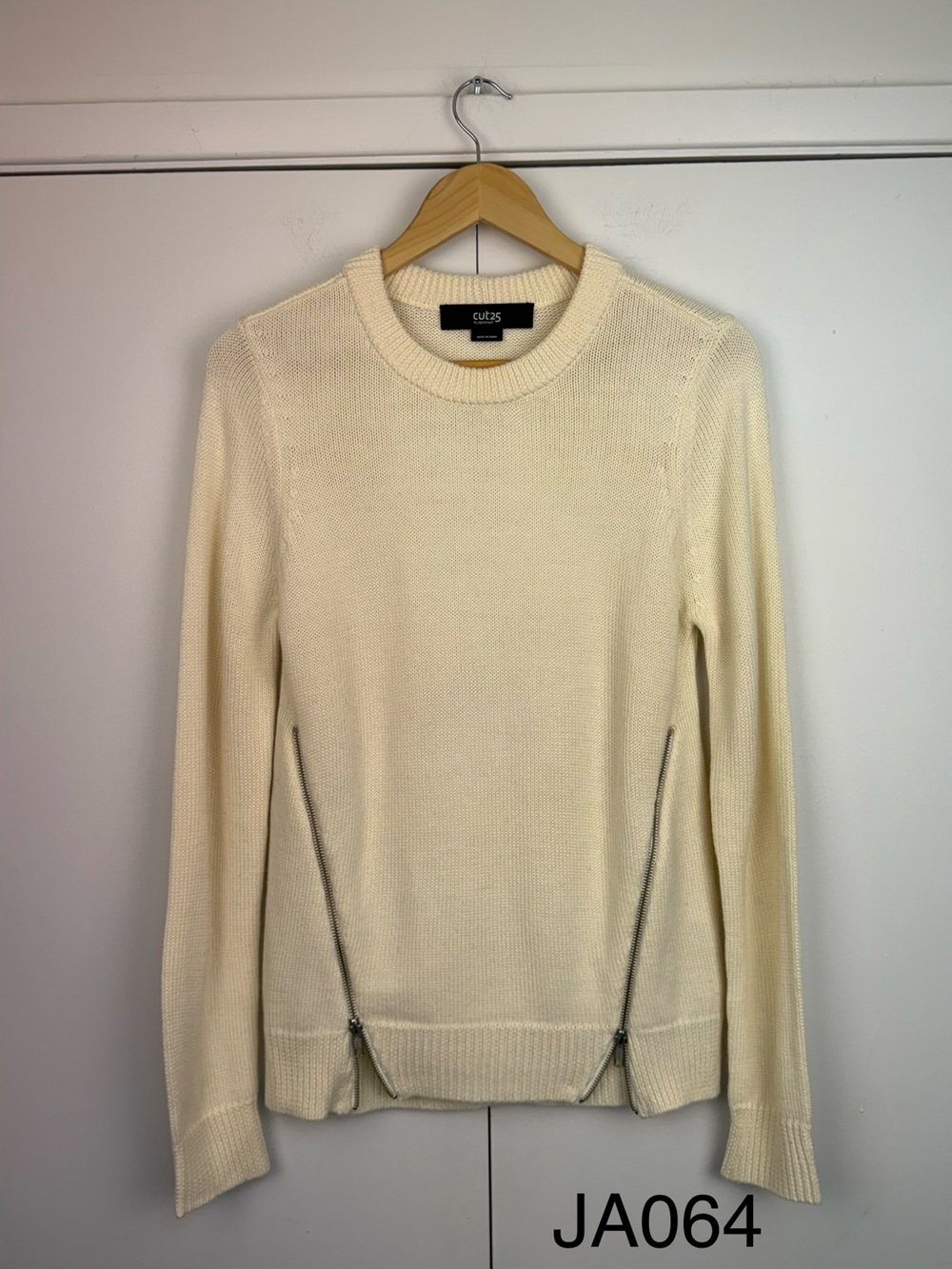 Cut25 Yigal Azrouël Ivory Side Zip Wool Blend Sweater S ASO Emma Watson